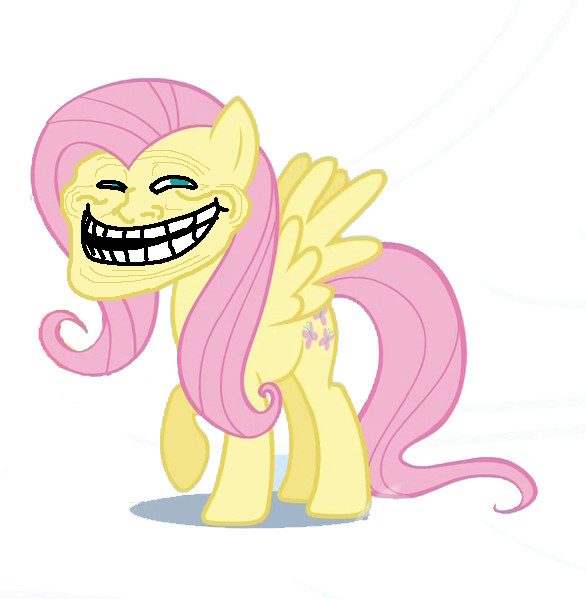 female feral fluttershy_(mlp) friendship_is_magic mammal my_little_pony pegasus plain_background solo trollface unknown_artist what white_background wings