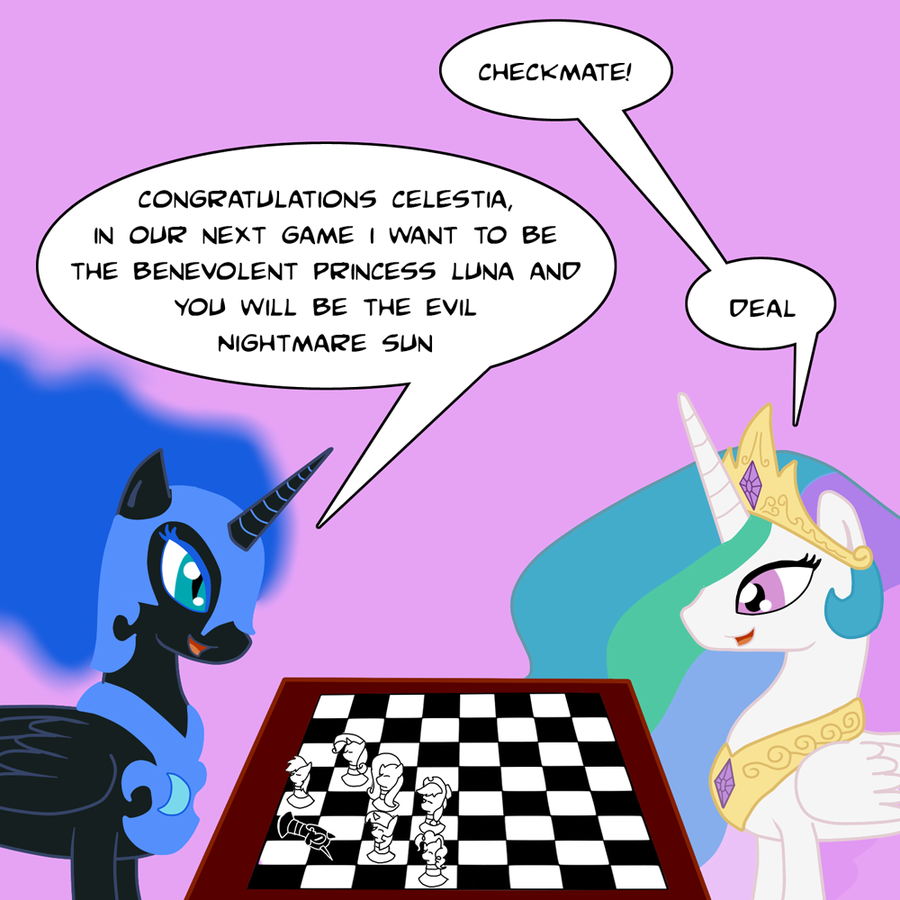 alicorn behind_the_scenes challenge_accepted checkmate chess equine eye_contact female feral fluttershy_(mlp) friendship_is_magic game horn horse kitsune_the_fox mammal my_little_pony nightmare_moon_(mlp) pegasus pinkie_pie_(mlp) pony princess princess_celestia_(mlp) rainbow_dash_(mlp) rarity_(mlp) royalty smile twilight_sparkle_(mlp) unicorn winged_unicorn wings