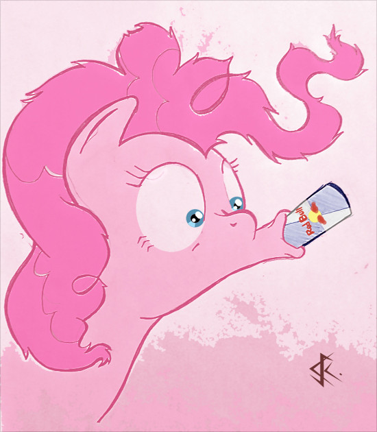 equine female friendship_is_magic fur hair horse mammal my_little_pony pink_fur pink_hair pink_theme pinkie_pie_(mlp) pony red_bull redbull solo the_end_is_near the_end_is_nigh unknown_artist