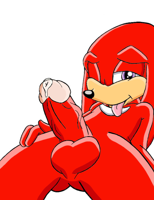 catseye84 circumcised cum cum_drip dripping echidna knuckles_the_echidna looking_at_viewer male mammal one_eye_closed penis plain_background purple_eyes red_skin sega solo sonic_(series) tongue tongue_out vein white_background