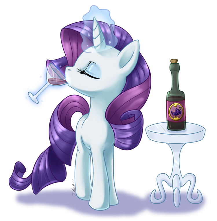 alpha_channel beverage bottle confound_these_ponies drinking equine eyes_closed eyeshadow female feral friendship_is_magic glass grape_juice hair head_turned horn horse long_hair magic makeup mammal metalpandora my_little_pony plain_background pony purple_hair rarity_(mlp) short_hair solo standing table telekinesis transparent_background unicorn white_body wine