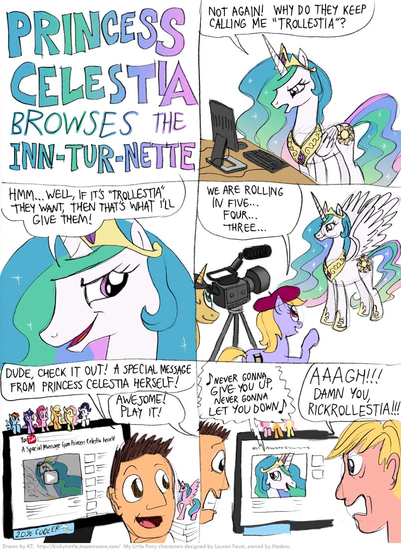 alicorn comic computer equine female feral friendship_is_magic horn horse human kturtle male mammal my_little_pony pony princess princess_celestia_(mlp) rick_roll royalty timothy_fay winged_unicorn wings