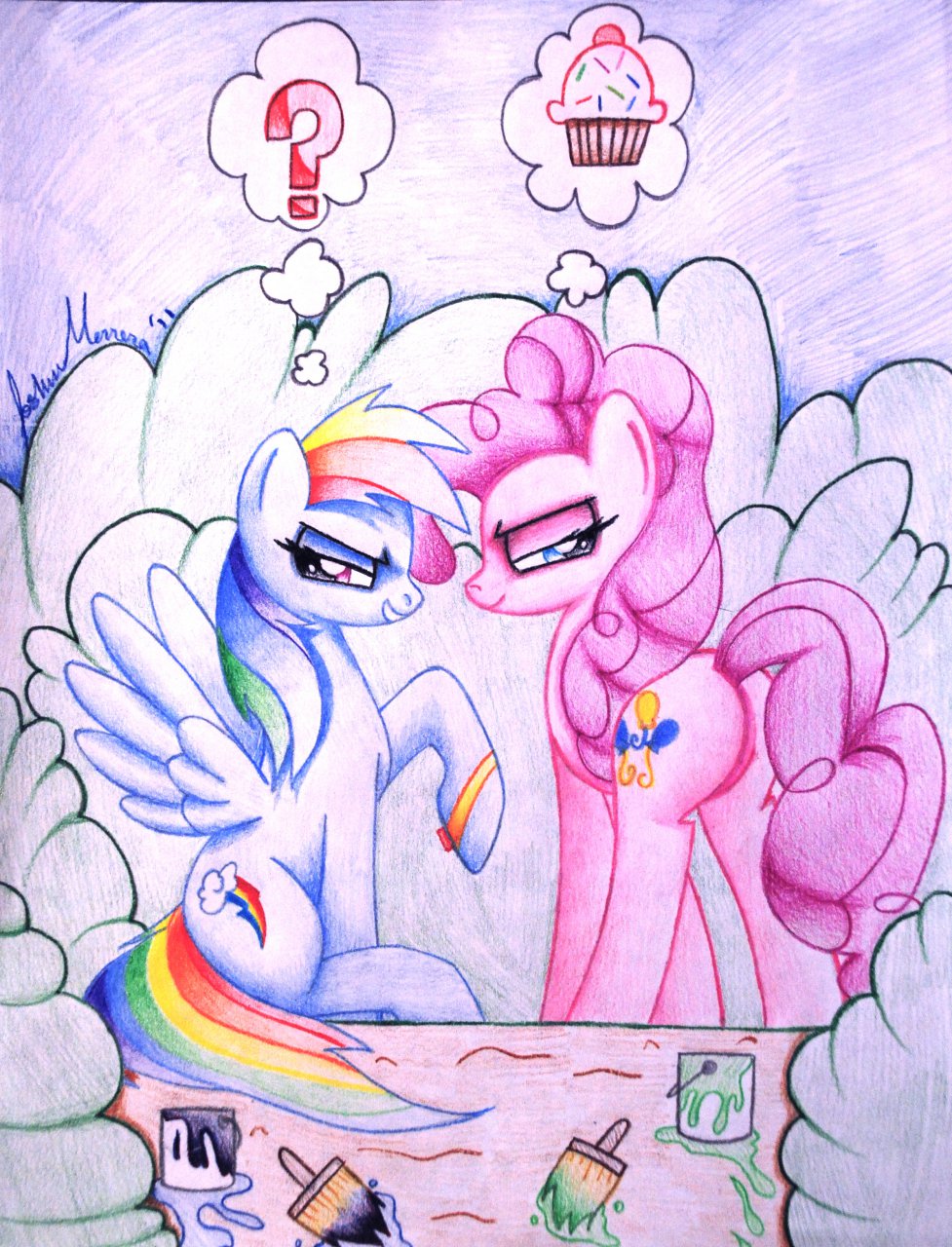 female feral friendship_is_magic fur horse mammal my_little_pony paintbrush pegasus pink_fur pinkie_pie_(mlp) pony rainbow_dash_(mlp) twintailsinc unknown_artist wings