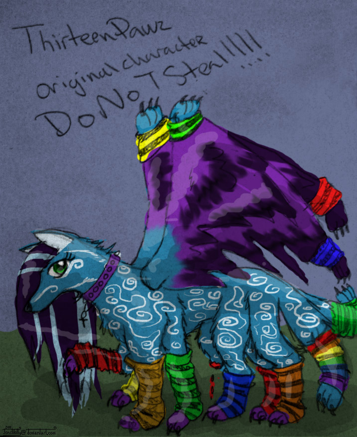 anhk arm_warmers blood blue_fur canine claws collar female feral fur green_eyes hair jenetikitty mammal multiple_tails original_character_do_not_steal purple purple_feathers purple_hair silver_markings solo sparkledog striped_socks tail thirteenpawz two_tone_hair wings wolf