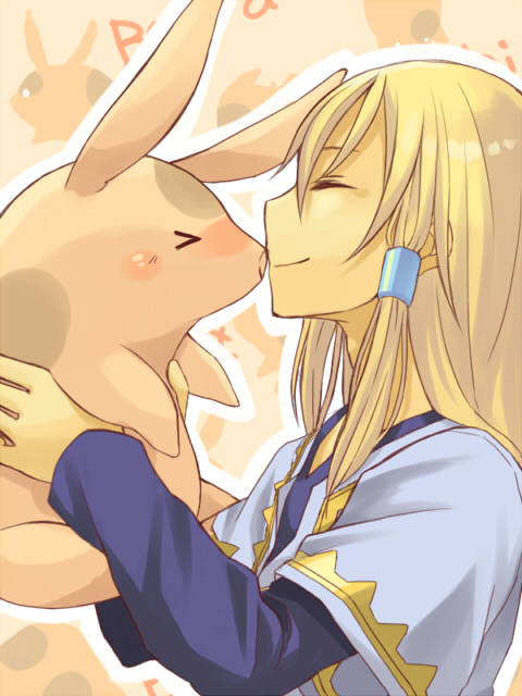 amarisu bad_id bad_pixiv_id blonde_hair closed_eyes long_hair male_focus peony_ix pig solo tales_of_(series) tales_of_the_abyss