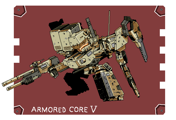 armored_core armored_core_5 chibi from_software gun mecha pixel_art rifle super_deformed weapon