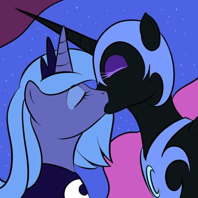 alicorn female friendship_is_magic kissing lesbian my_little_pony nightmare_moon_(mlp) princess_luna_(mlp)horn
