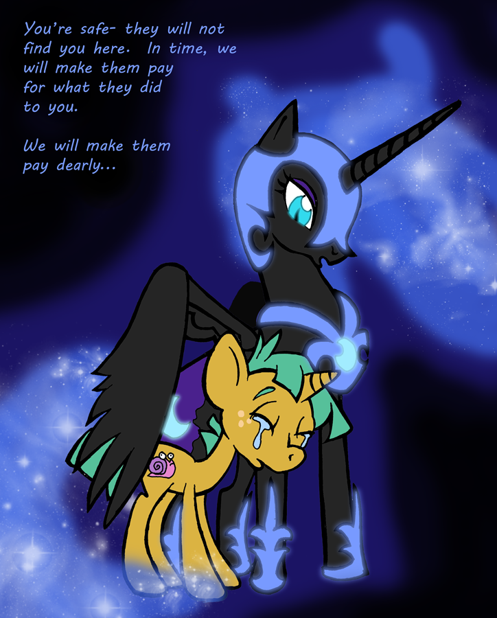 alicorn cub cutie_mark equine female feral friendship_is_magic horn horse male mammal my_little_pony nightmare_moon_(mlp) snails_(mlp) unicorn winged_unicorn wings young