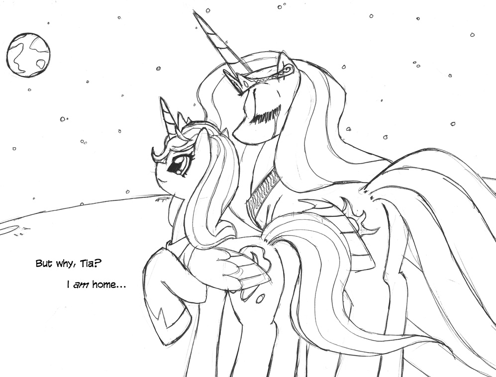 alicorn crying cutie_mark duo equine female feral friendship_is_magic gear_x_machina horn horse mammal monochrome my_little_pony pegacorn plain_background pony princess_celestia_(mlp) princess_luna_(mlp) sibling sisters white_background winged_unicorn wings