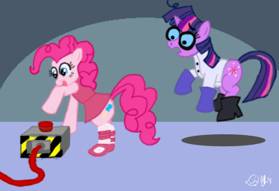 cutie_mark deedee dexter dexter's_laboratory dexter's_laboratory equine eyewear female feral friendship_is_magic fur glasses horn horse labcoat ladypixelheart mammal my_little_pony pink_fur pinkie_pie_(mlp) pony twilight_sparkle_(mlp) unicorn