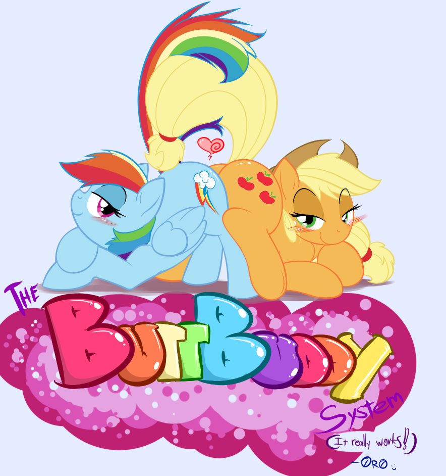 &lt;3 applejack_(mlp) ass_to_ass ass_up bent_over blonde_hair blue_background blue_fur blush butt cutie_mark duo english_text equine female feral freckles friendship friendship_is_magic fur green_eyes hair hat horse lesbian looking_at_viewer mammal multi-colored_hair my_little_pony pegasus pink_eyes plain_background pony ponytail rainbow_dash_(mlp) rainbow_hair text wings