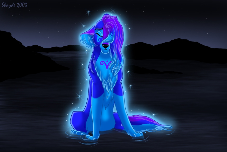 dark female feral glowing guardian_of_the_lakes lake mammal shayde shayde_(artist) solo spirit wolf