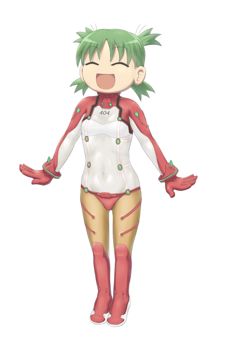 4chan :d ^_^ adapted_costume arms_at_sides bangs bodysuit bracer child closed_eyes covered_navel drawfag evangelion:_2.0_you_can_(not)_advance eyebrows_visible_through_hair flat_chest full_body gloves green_hair happy highres koiwai_yotsuba multicolored multicolored_bodysuit multicolored_clothes neon_genesis_evangelion non-web_source number open_mouth parody parted_bangs plugsuit quad_tails rebuild_of_evangelion red_bodysuit see-through simple_background smile solo standing test_plugsuit turtleneck white_background white_bodysuit yellow_bodysuit yotsubato!