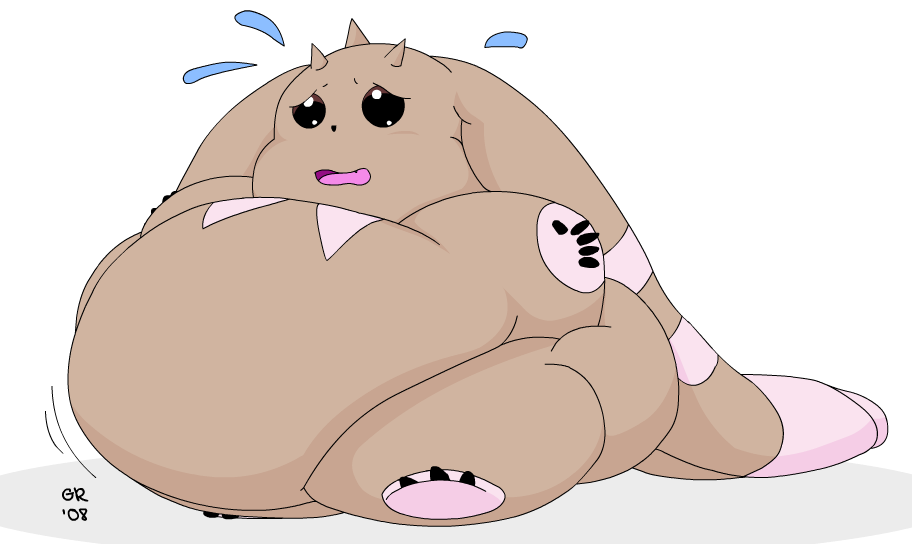 fat humor humour lopmon morbidly_obese overweight terriermon unknown_artist
