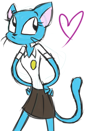 cat feline female mammal nicole_watterson sketch skirt solo the_amazing_world_of_gumball the_amazing_world_of_gumball_(series) unknown_artist