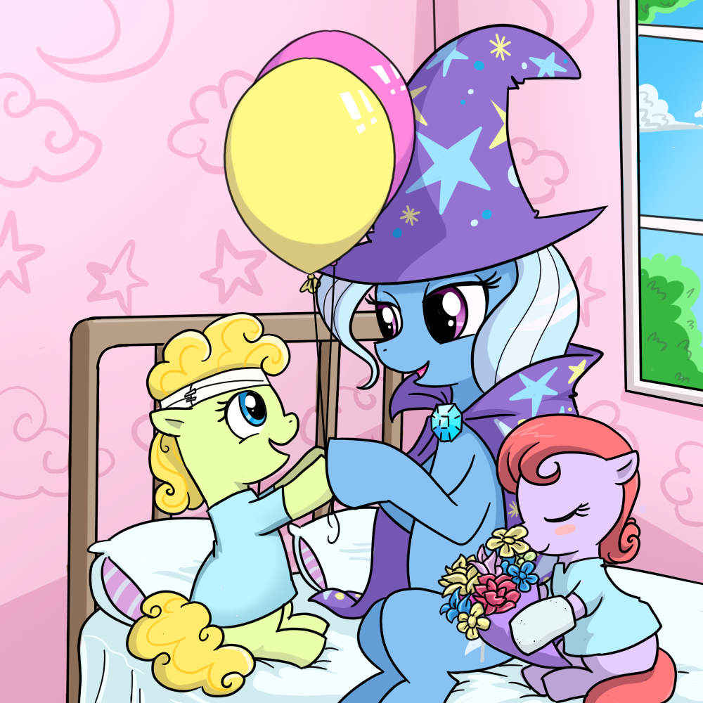 bed cub cutie_mark equine female feral friendship_is_magic group horn horse hospital madmax mammal medical my_little_pony pony sick trixie_(mlp) unicorn young