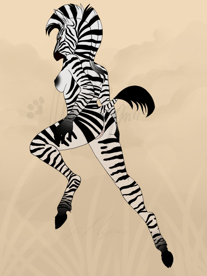 2011 breasts equine female jaijai nude pussy side_boob solo zebra