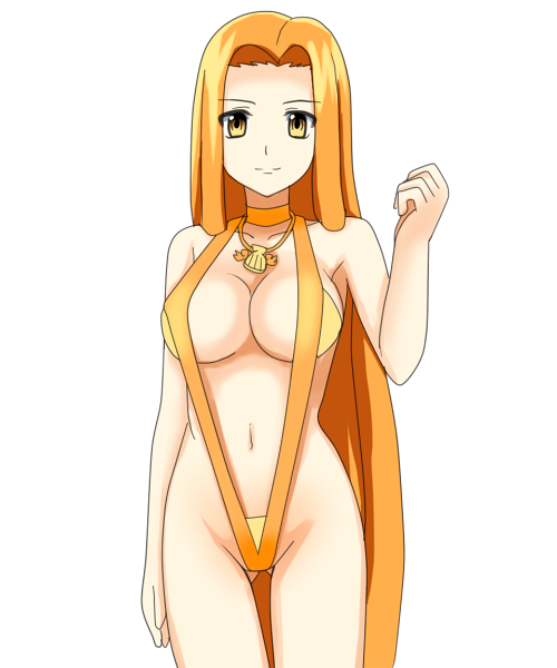 bad_id bad_pixiv_id breasts jewelry long_hair mermaid_melody_pichi_pichi_pitch miru necklace orange_eyes orange_hair sara_(mermaid_melody_pichi_pichi_pitch) slingshot_swimsuit solo swimsuit thigh_gap