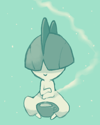 green lowres nintendo pokemon purple_kecleon ralts steam tea