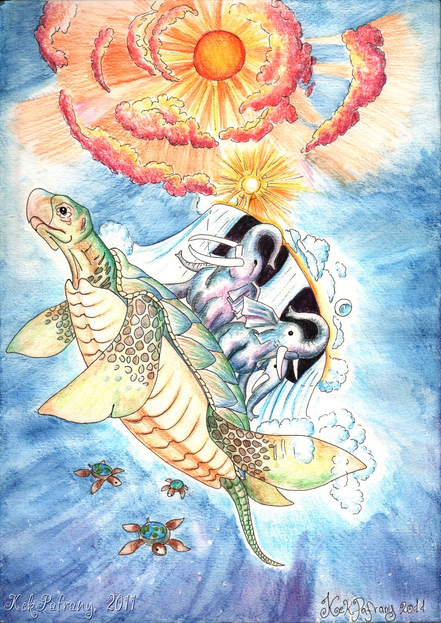 chelys_galactica colored discworld elephant fantasy kekpafrany mammal painting reptile scalie space the_great_a'tuin the_great_a'tuin traditional traditional_media turtle worldturtle