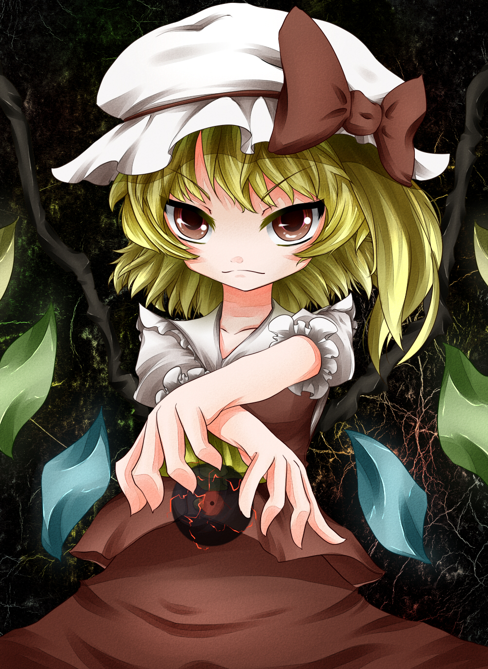 blonde_hair flandre_scarlet hat highres hullzion red_eyes side_ponytail solo touhou wings