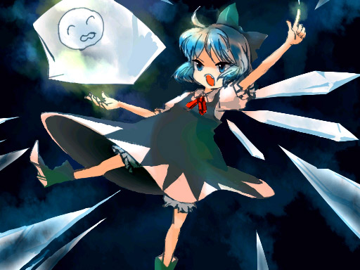 blue_eyes blue_hair cirno fairy loli ribbon solo touhou