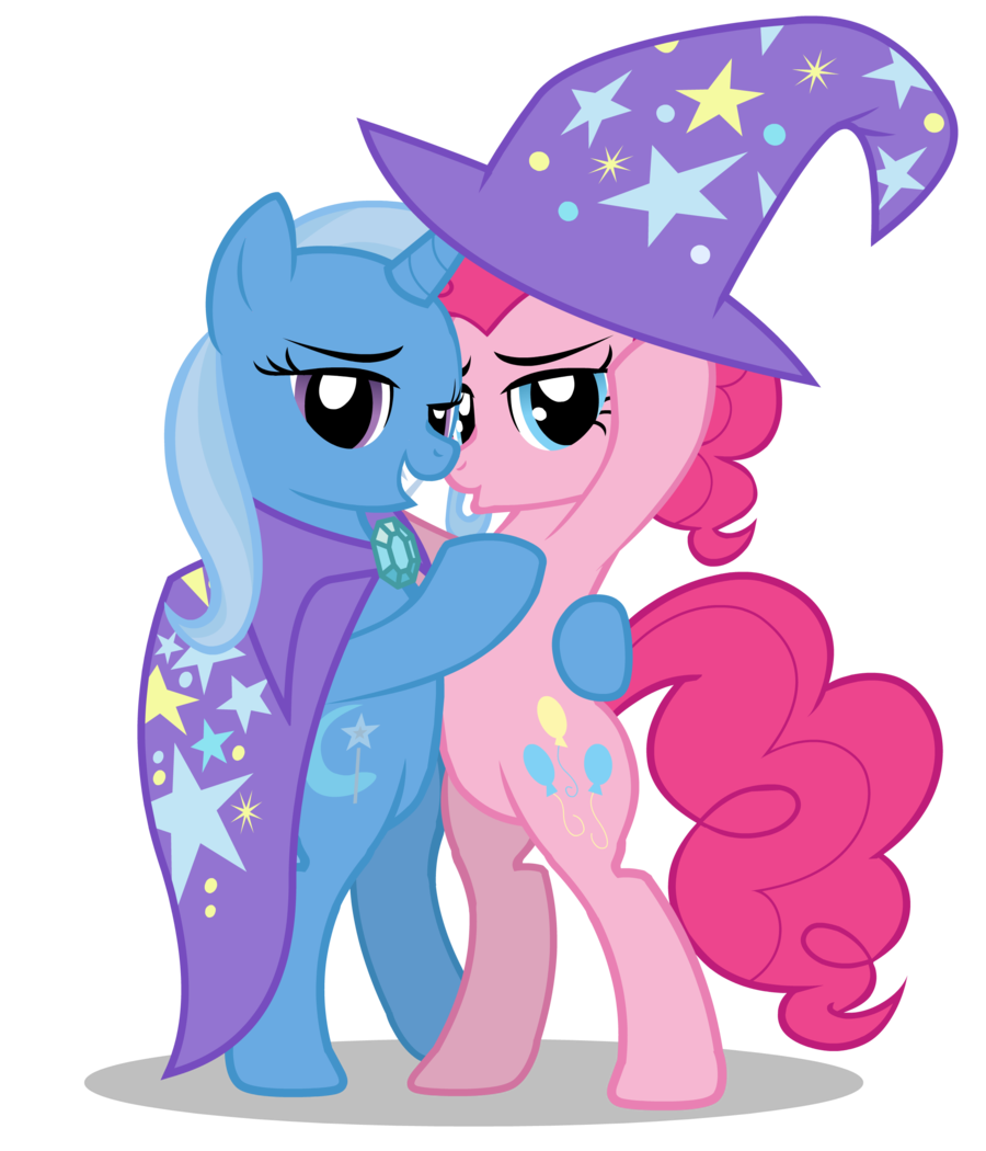 cape equine female friendship_is_magic hasbro hat horse my_little_pony pinkie_pie_(mlp) pony smile trixie_(mlp) unicorn