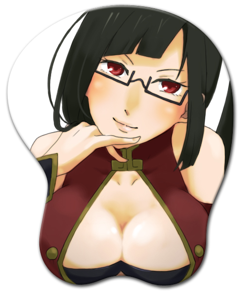 arc_system_works black_hair blazblue blazblue:_calamity_trigger breasts china_dress chinadress chinese_clothes cleavage dress female glasses litchi_faye_ling long_hair ponytail red_eyes solo tokimeku