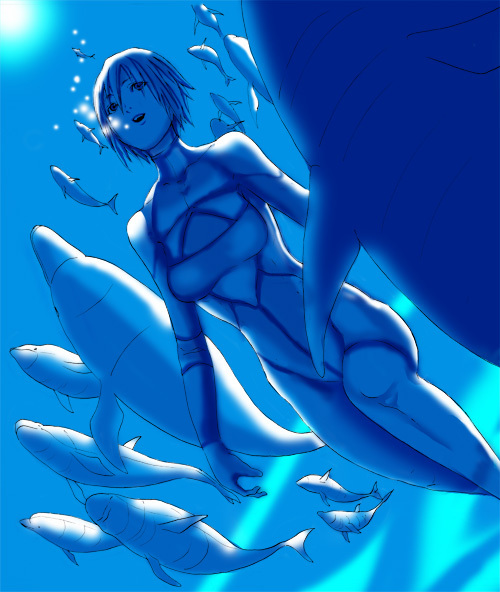 bodysuit dolphin female short_hair underwater