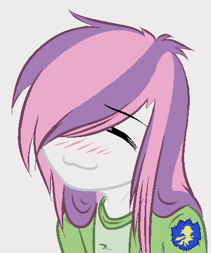 :3 ^_^ blush child female hair_over_one_eye jacket long_hair my_little_pony personification pink_hair purple_hair simple_background solo sweetie_belle two-tone_hair