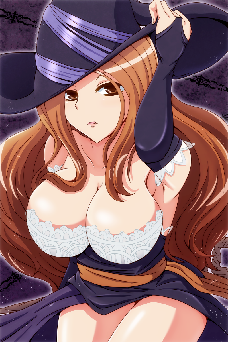 aokura_shou artist_request breasts cleavage dragon's_crown dragon's_crown hat highres sorceress_(dragon's_crown) sorceress_(dragon's_crown) vanillaware