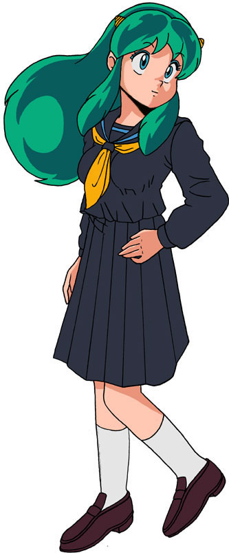green_hair horns long_hair lum oni school_uniform tagme urusei_yatsura
