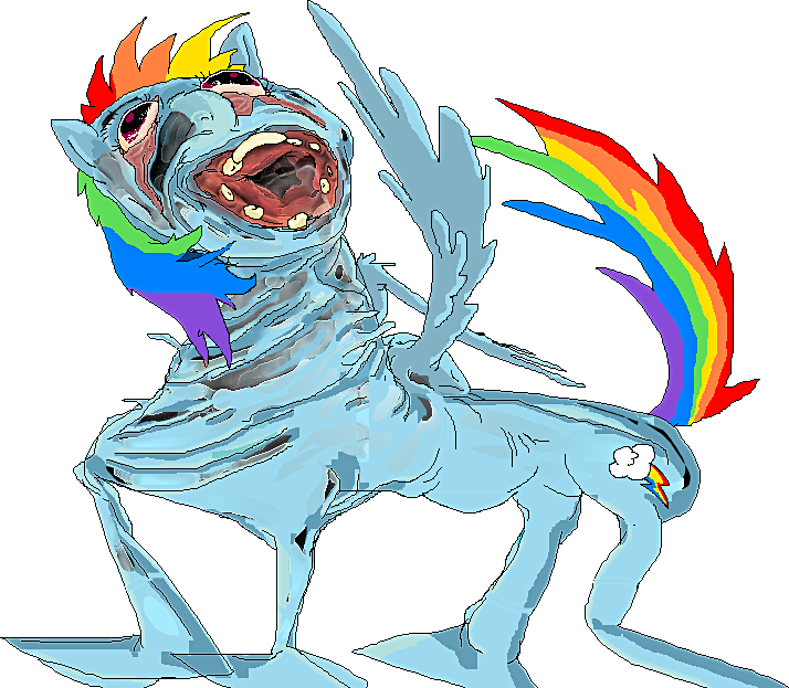 applebeans blue_fur equine female feral friendship_is_magic fristdynamo fur hair hasbro how mammal multi-colored_hair mutant my_little_pony nightmare_fuel open_mouth pegasus rainbow_dash_(mlp) rainbow_hair saliva solo what what_has_science_done why wings