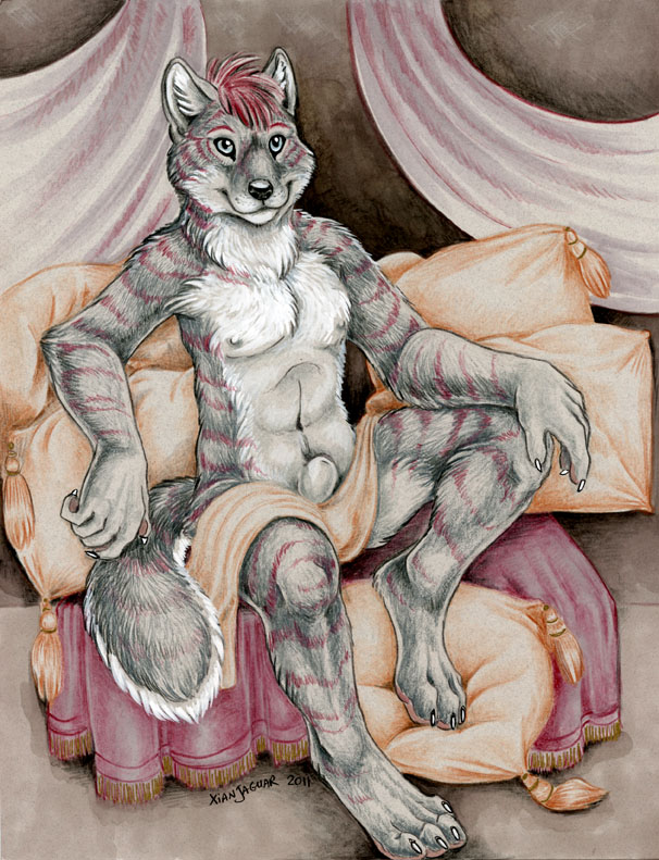 canine cloth feline hybrid male mammal nude sheath solo tiger wolf xianjaguar