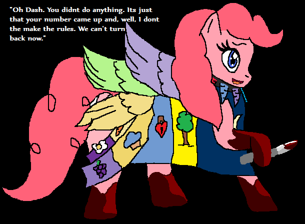 blood cupcakes_(mlp_fanfic) dress equine female feral friendship_is_magic fur hasbro horse mammal mistake multiple_wings my_little_pony pink_fur pinkie_pie_(mlp) plain_background pony solo unknown_artist what