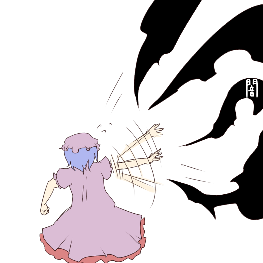 bad_id bad_pixiv_id blue_hair hat remilia_scarlet ribbon sasaoka_tatsu shadow simple_background solo touhou