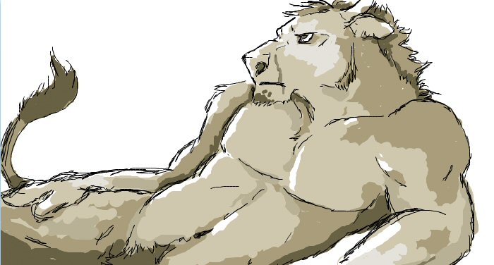 bovine horn lying male mammal muscles nude on_side pinup plain_background pose pubes pubic_hair sketch solo tail tathi tauren video_games warcraft world_of_warcraft