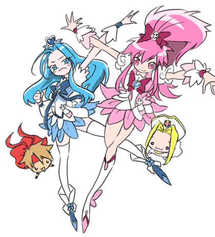arche_klein cless_alvein cosplay cure_blossom cure_marine heartcatch_precure! heartcatch_pretty_cure! lowres mint_adenade precure pretty_cure tales_of_(series) tales_of_phantasia