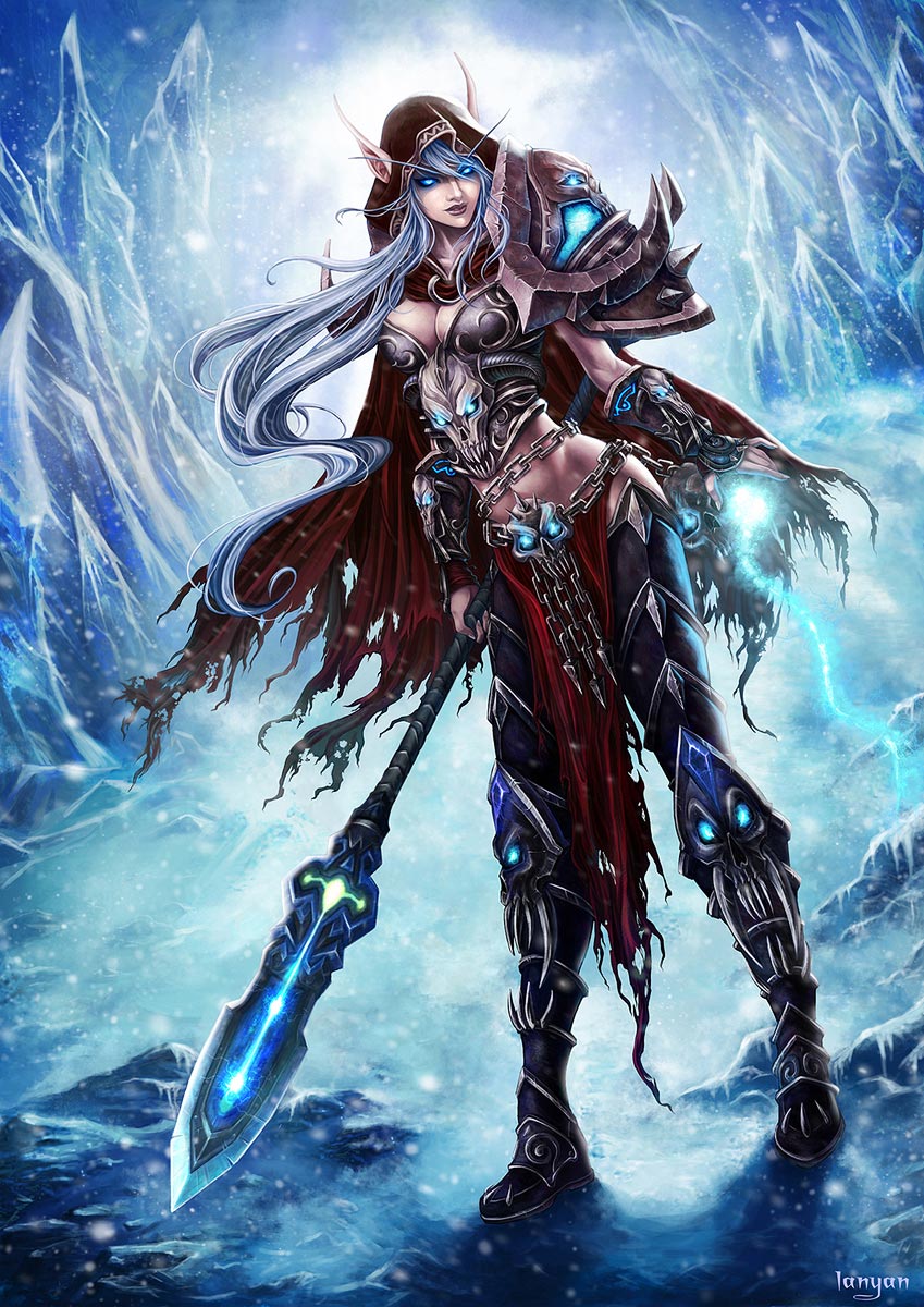 &#21947;&#20025;_(&#34013;&#28814;) clothed clothing death_knight elf female lanyan night_elf polearm skimpy solo spear unconvincing_armor unconvincing_armour undead unknown_artist video_games warcraft world_of_warcraft