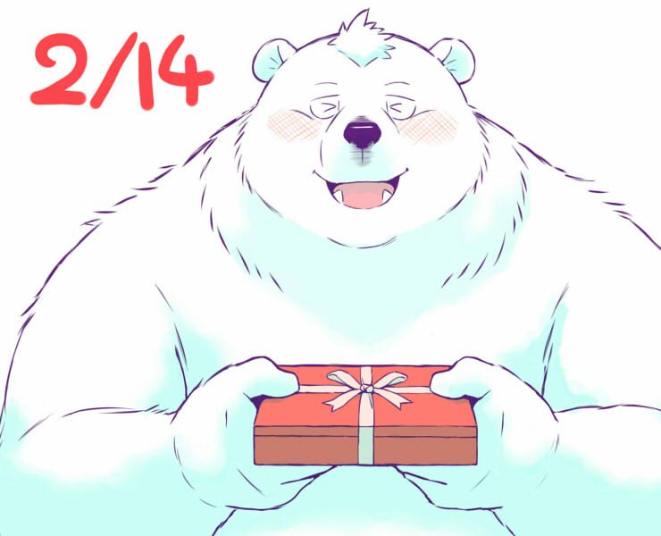 2019 anthro belly blush cute_fangs eyes_closed fur humanoid_hands male mammal overweight overweight_male polar_bear sessa simple_background solo ursid ursine white_background white_fur