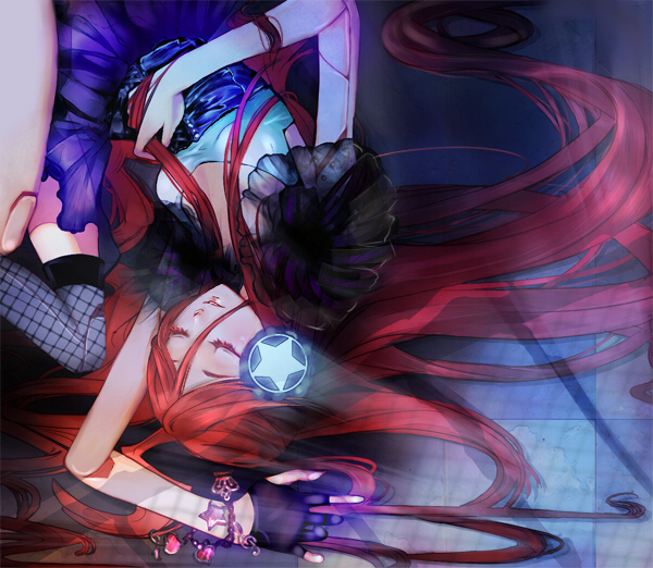 ahoge bad_id bad_pixiv_id bracelet closed_eyes fingerless_gloves gloves jewelry kosaji long_hair red_hair robot_joints sf-a2_miki single_glove solo vocaloid