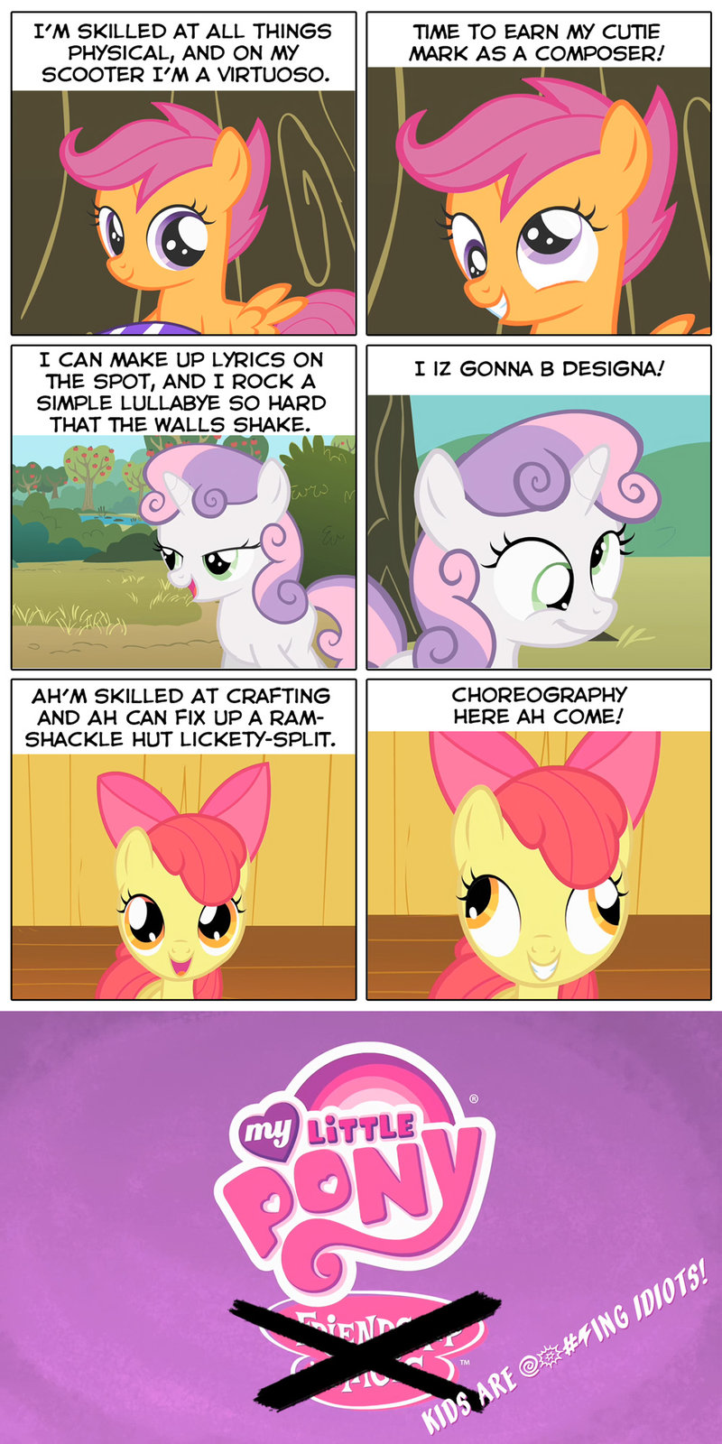 applebloom_(mlp) comic cub cutie_mark_crusaders_(mlp) derp equine female feral friendship_is_magic hasbro horn horse mammal my_little_pony pegasus pony scootaloo_(mlp) sweetie_belle_(mlp) unicorn unknown_artist wings young