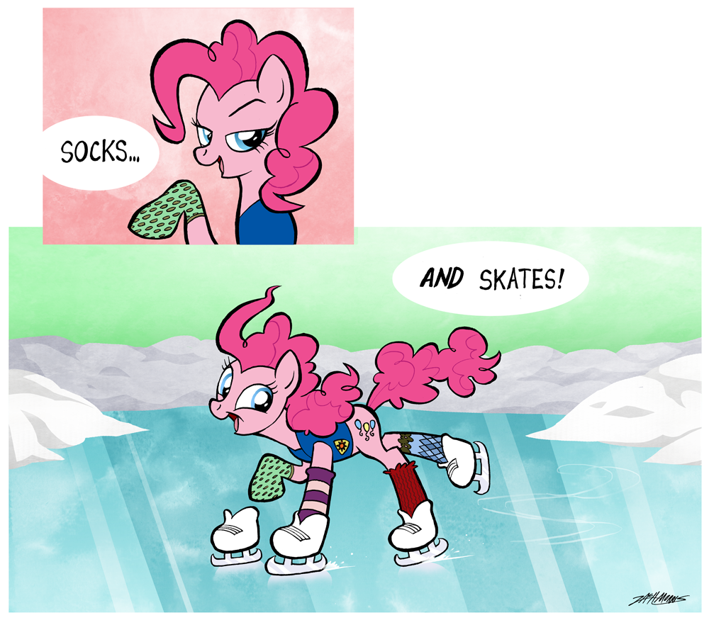 comic earth_pony equine female feral friendship_is_magic fur hasbro horse ice ice_skating mammal my_little_pony pink_fur pinkie_pie_(mlp) pony skating socks unknown_artist willdrawforfood1