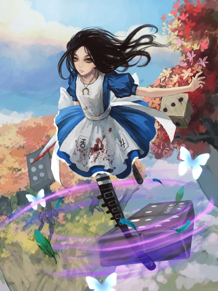 alice:_madness_returns alice_(character) alice_in_wonderland american_mcgee's_alice american_mcgee's_alice artist_request black_hair green_eyes