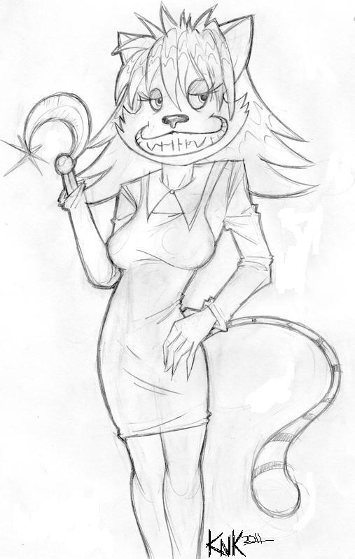 anthro cat clothed clothing doctor dr_hutchison feline female grin hair hook mammal mathmatical monochrome plain_background rocko's_modern_life rocko's_modern_life smile solo stripes tail white_background