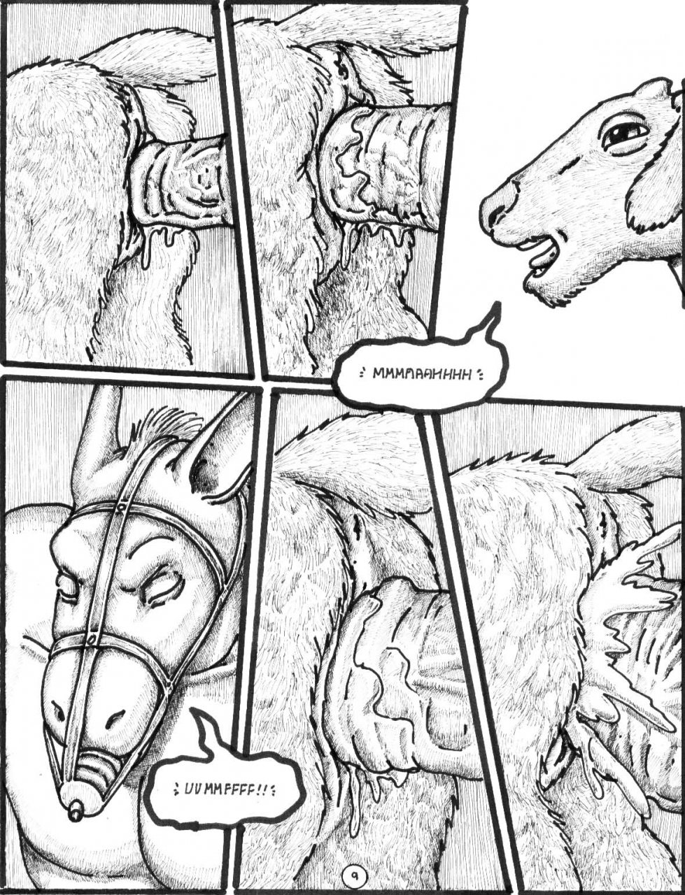animal_genitalia anthro anthro_bestiality anthro_on_feral anus bdsm bestiality black_and_white bondage bound breasts caprine cock_gag comic criss-crossbreeding cum cum_in_pussy cum_inside cumshot donkey equine experiment faithry female feral forced forced_orgasm fully_bound gag horsecock impregnation interspecies laboratory male mammal monochrome muzzle muzzle_(object) muzzled orgasm penetration penis pussy pussy_juice rape sex sheep small_breasts straight unknown_artist vaginal vaginal_penetration