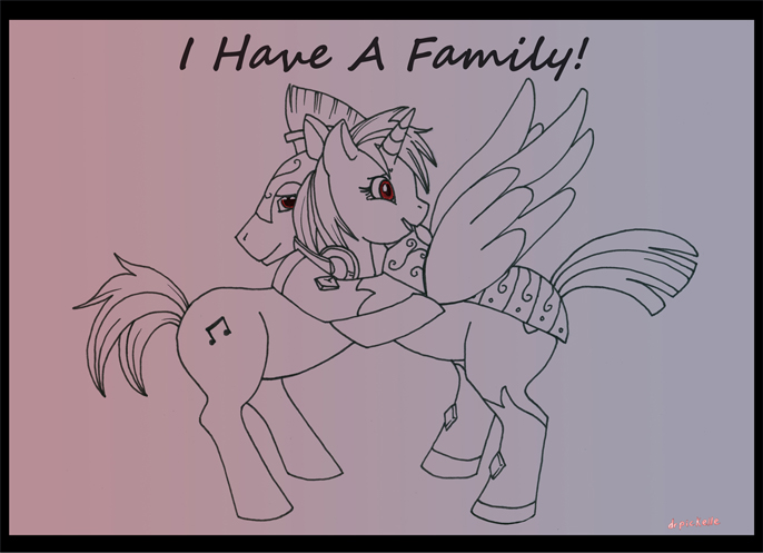 captain_courage_(mlp) courage_(mlp) cutie_mark dr_pickelle equine female feral friendship_is_magic hasbro horn horse hug male mammal monochrome my_little_pony pegasi_guard_(mlp) pegasus plain_background pony red_eyes royal_guard_(mlp) unicorn unknown_artist vinyl_scratch_(mlp) wings