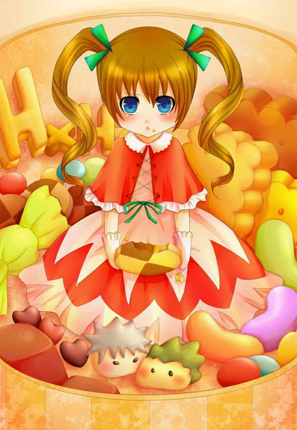 :&lt; biscuit_krueger candy cookie cookies female food hunter_x_hunter jelly_bean jellybeans solo twintails