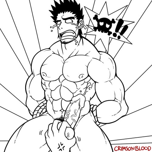 black_and_white cbt cock_and_ball_torture crimsonblood crimsonblood_(artist) human male mammal monochrome muscles not_furry nude pain penis squeeze tears