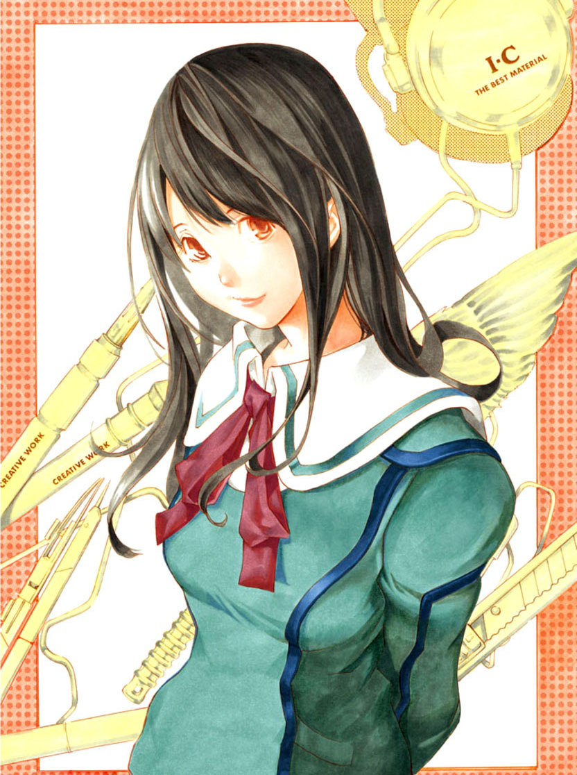 azuki_miho bakuman female long_hair official_art scan school_uniform uniform